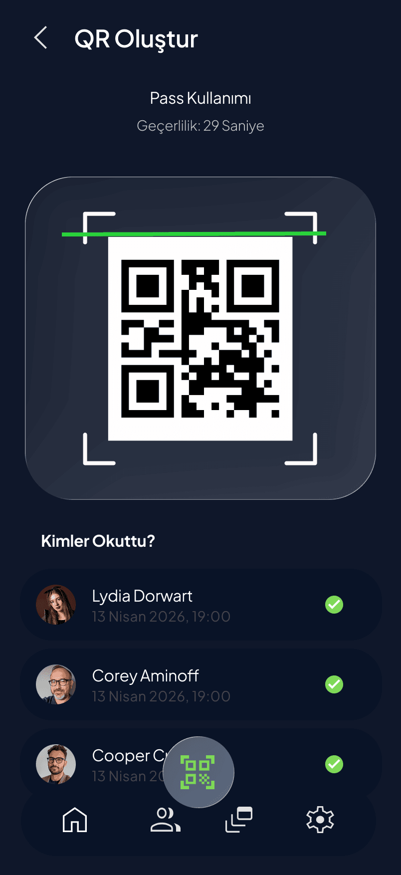 Getch QR code screen with short validity window