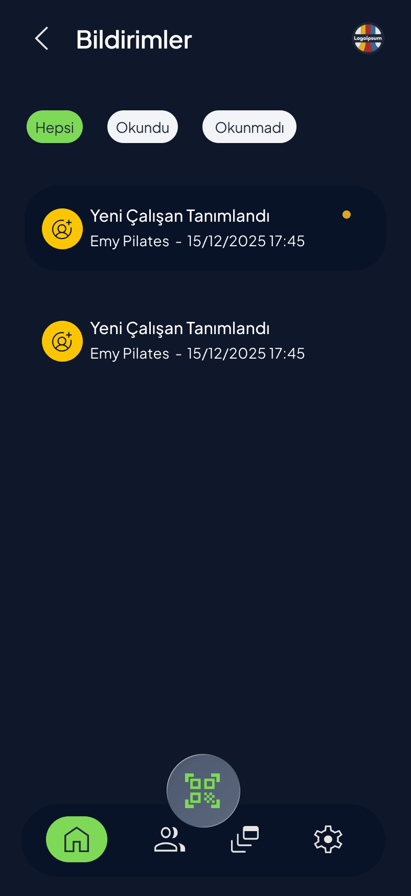 Getch notifications screen