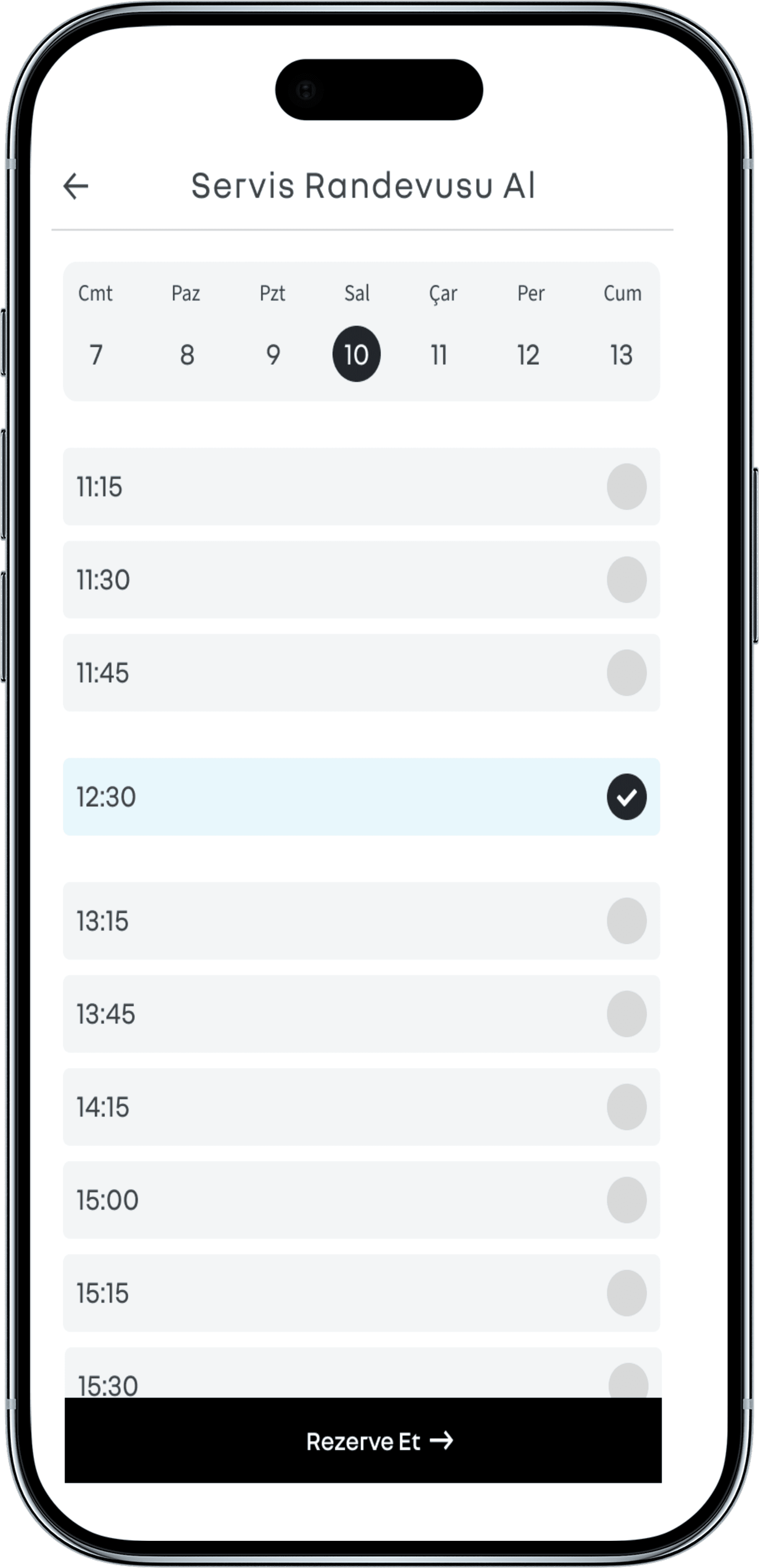 Renault Port appointment date and time picker